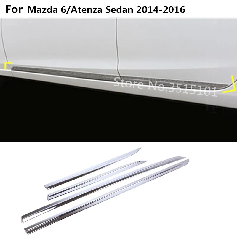 

car styling body cover detector bumper threshold Side Door Body trim Strip Molding 4pcs For Mazda 6/Atenza sedan 2014 2015 2016