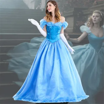 

Blue Princess Dresses women Clothing adult Costume Party Cinderella Dress
