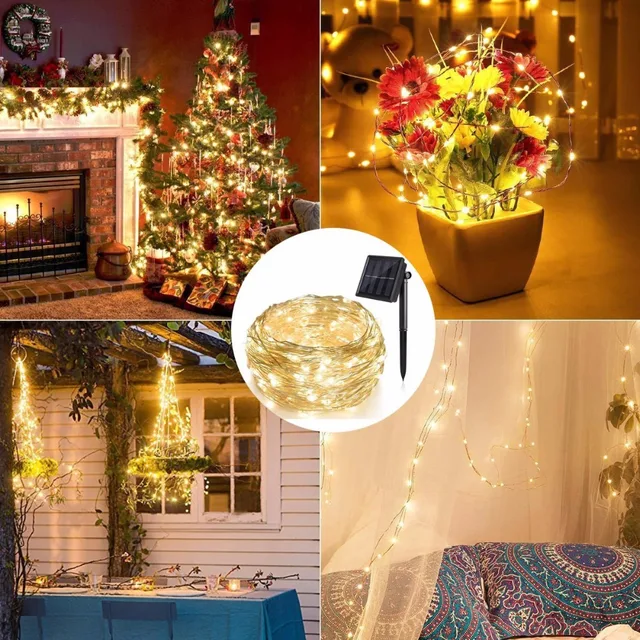 Us 19 8 Solar Ed Led Strip Lights Copper 8modes 200led 22m Christmas Light Outdoor Garden Decorations Panel Fairy In Holiday