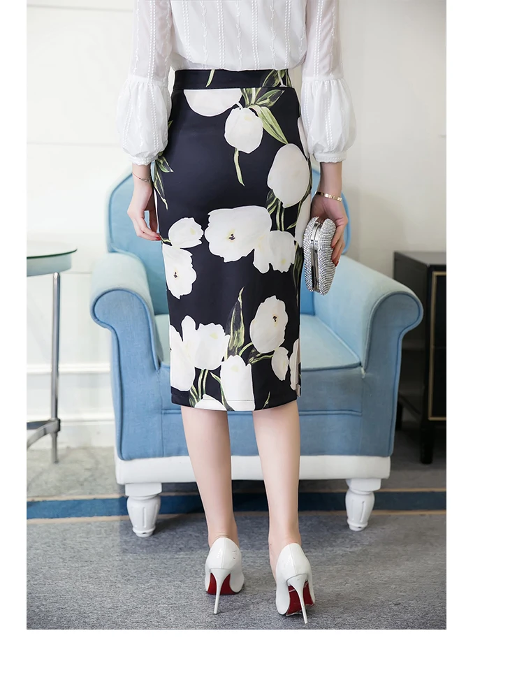 Новое поступление осень и зима горячая распродажа Мода корейский бумажник бедра, высокая талия юбка женская цветочная цветная юбка с принтом 326H 30