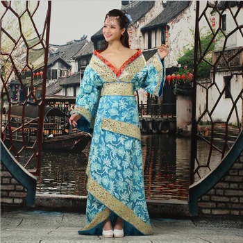 

New Arrival Blue Chinese Ancient Infanta Dramaturgic Dress Photo Costume Tang Dynasty Princess Dress Cosplay One Size 081308