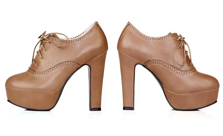 COVOYYAR/ г., винтажные женские туфли-лодочки на платформе туфли-оксфорды с вырезами Женские ботильоны на высоком квадратном каблуке со шнуровкой большие размеры, WHH652