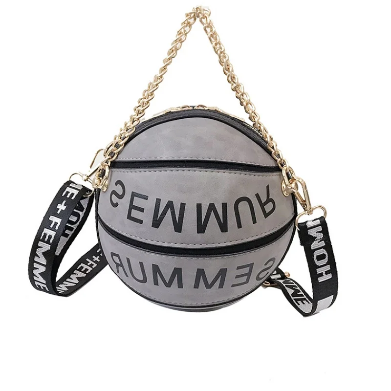 

Personalized Fun Fashion Basketball Handbag Round Leather Bag Circular Ladies Handbag Chain Shoulder Bags Hand Sac A Main Femme