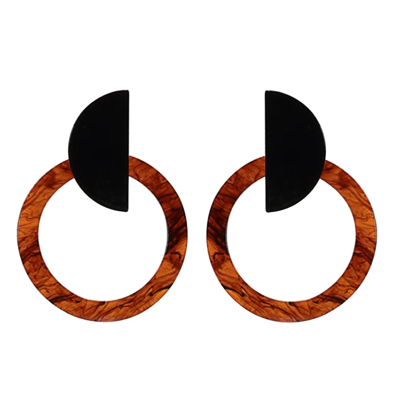 Акриловые серьги, большие массивные серьги для женщин, полимерные овальные квадратные геометрические свисающие серьги, богемное ювелирное изделие EB301 - Окраска металла: EB832 Black Brown