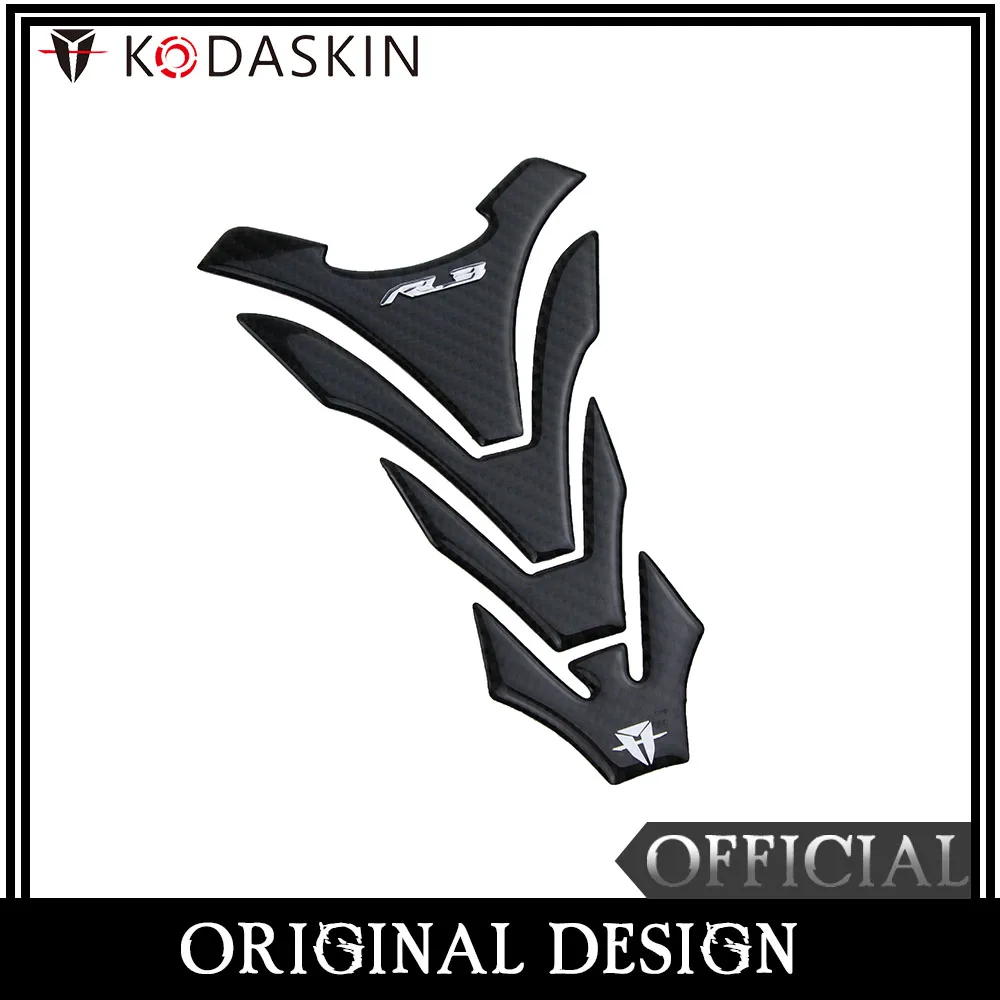Kodaskin 3D Tank Pad Sticker Decal Gripper Stomp Grips Facile Per Yamaha Yzf R3 (Argento)