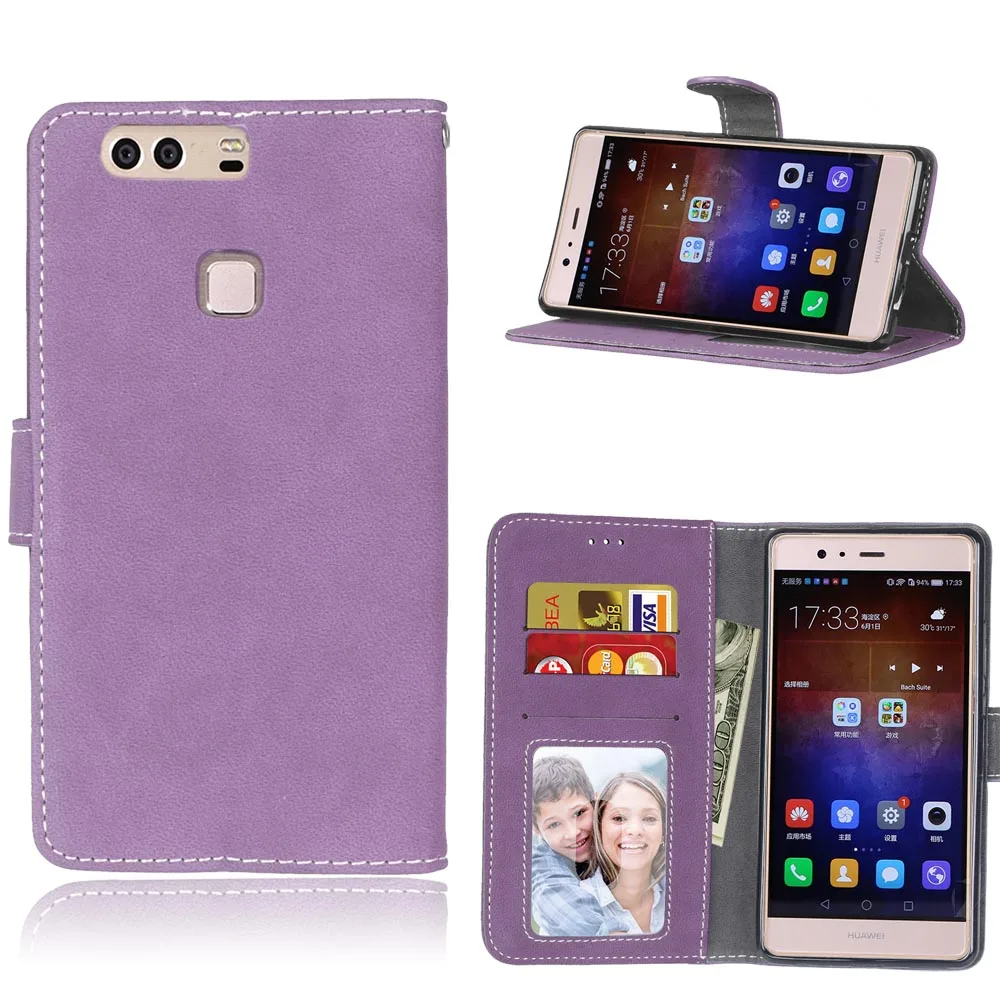 

Full Body Protect Case Matte PU Leather Cover For Huawei Ascend P9 Plus Card Slot Stand Flip Wallet Cases for Huawei P9 Plus Bag