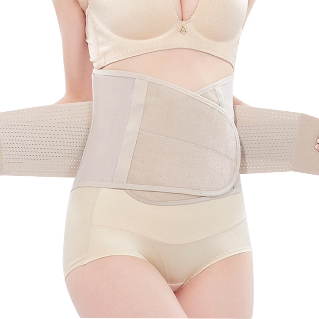 3in1 Belly/Abdomen/Pelvis Postpartum Belt Body Recovery Shapewear Belly Slim Waist Cinchers Breathable Waist Trainer Corset - Цвет: skin color