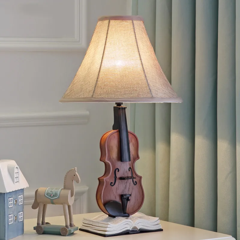 popular pastoral design Violin deco table lamp creative desk lights for children bedroom bedside lamp study