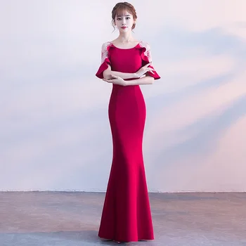 

Sexy Lace Burgundy Bridesmaid Dresses 2019 Wedding Guest Dress Gown Fiest Amermaides Bridesmaid Dresses TS146