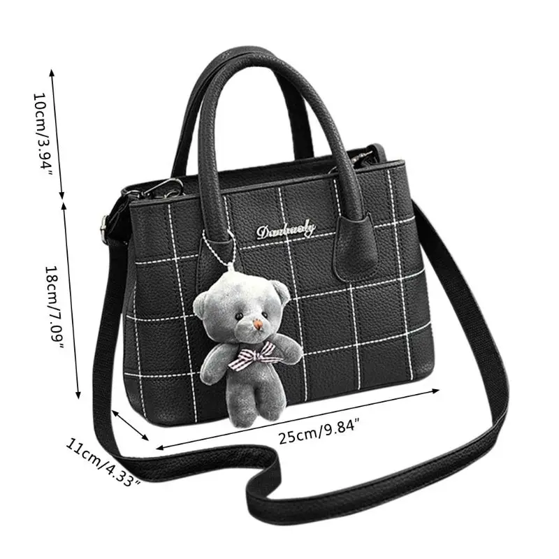 

Female Zipper Women Handbag Shoulder Bags Tote Purse Cute Bear Pendant Leather Messenger Hobo Top Handle Bags Satchel