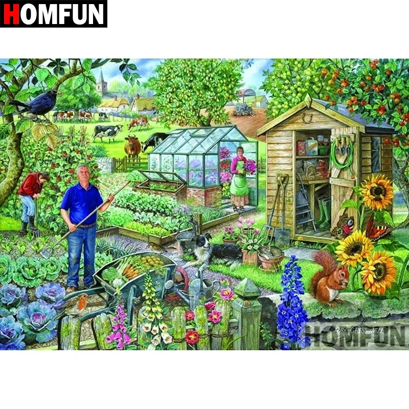 

HOMFUN 5D DIY Diamond Painting Full Square/Round Drill "Country scenery" Embroidery Cross Stitch gift Home Decor Gift A08325
