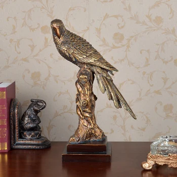 

Europe Style Retro High Quality Creative home decoration craft drawing room parrot sculptures animal fake bronze resin sculpture