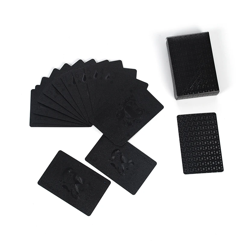 54 шт. черные пластиковые игральные карты водонепроницаемые ПВХ игры в покер игровые карты наборы доллар США с коробкой для покера классические магические трюки инструменты