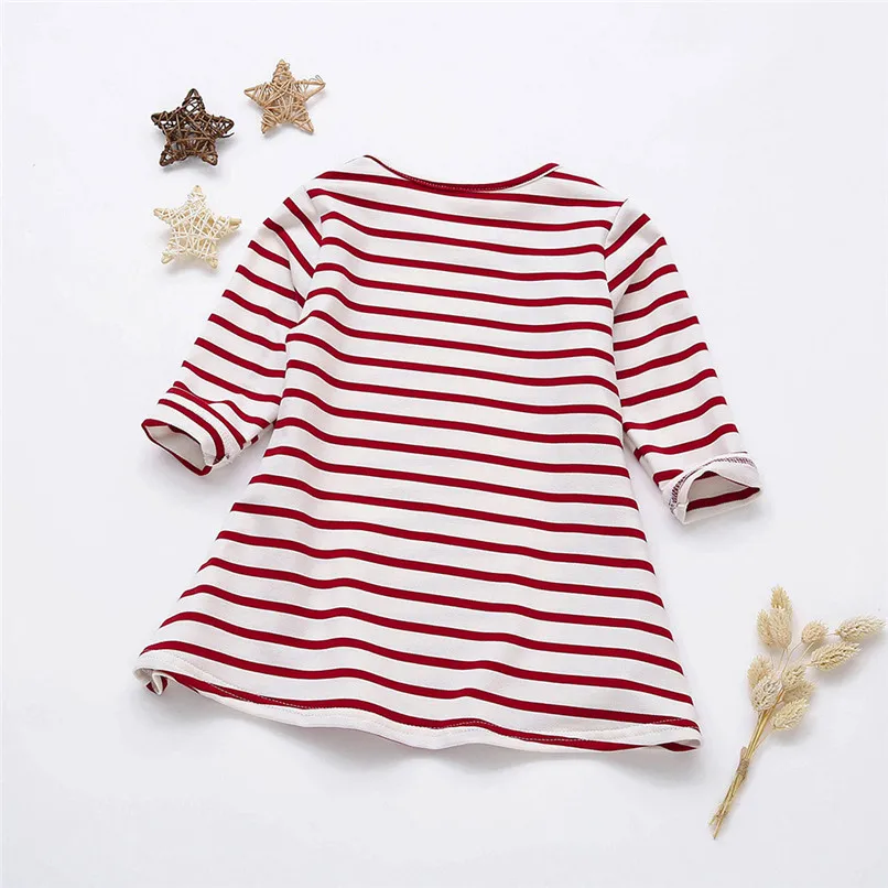 Girls Dress Infant Kids Baby Girl Candy Color Striped Long Sleeve Princess Dress Casual Cotton Dress Baby Girls Clothes JY09#F (6)