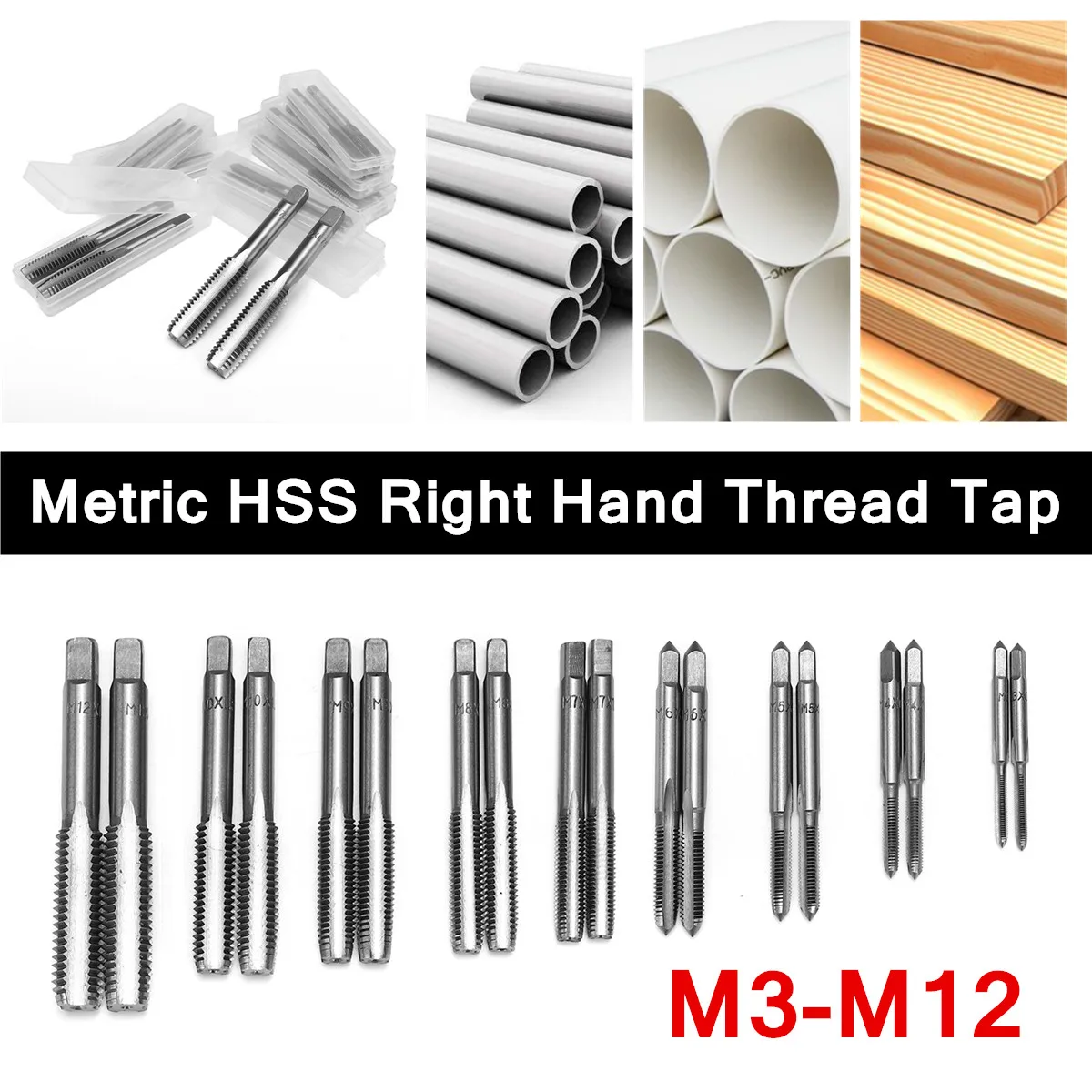 

2Pcs Thread Taps Set Spiral Inch M3 M4 M5 M6 M7 M8 M9 M10 M12 Industrial Metric HSS Right Hand Drill Bits Plug Taps Drill Bits