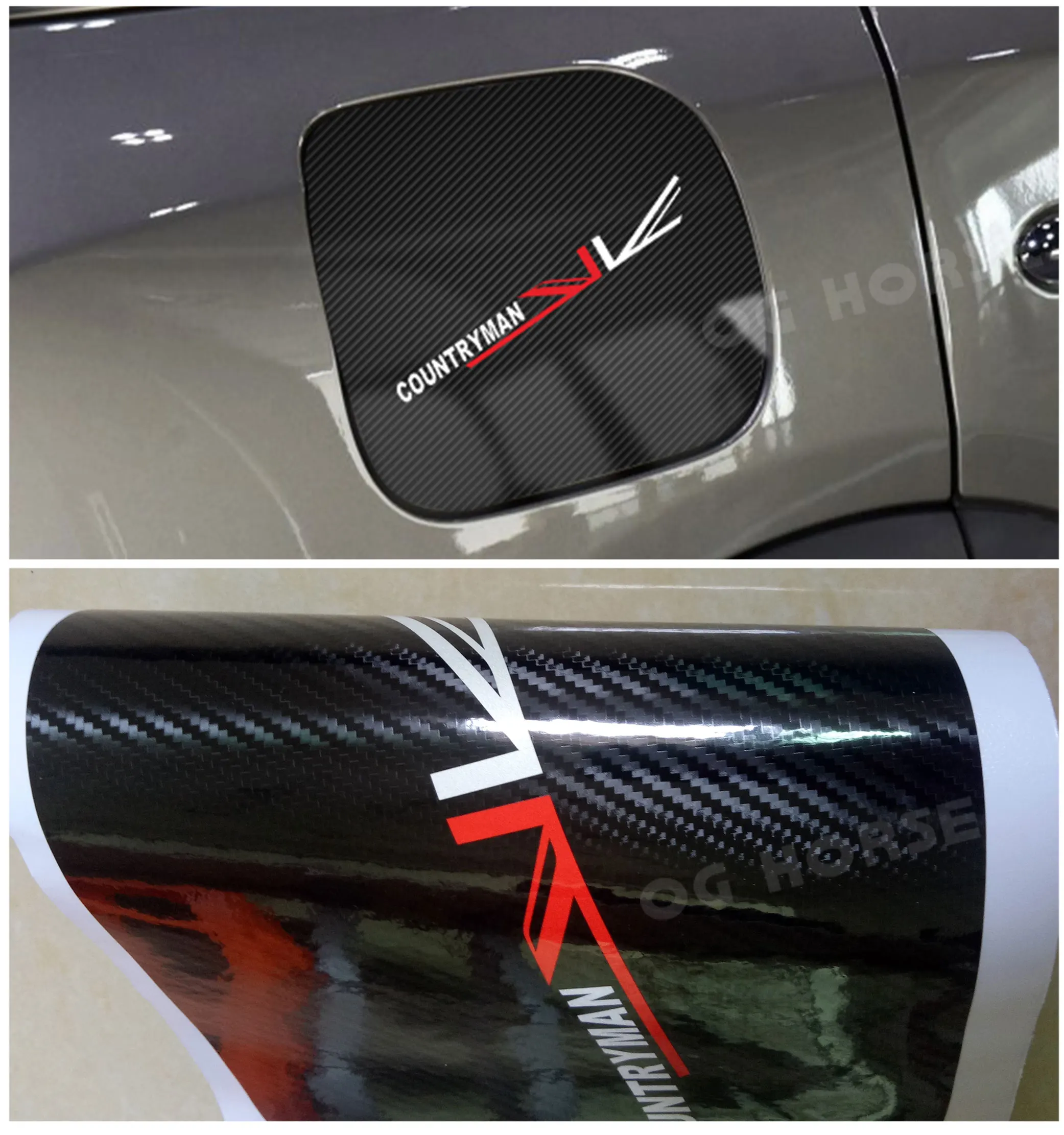 5D Carbon Fiber Vinyl Decal Unon Jack Decoration Car Fuel Tank Cap Sticker For Mini Cooper Countryman F60- Accessories