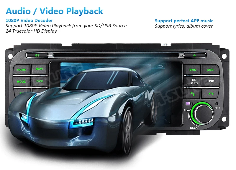 A-Sure 4,3 дюймов Android Авто Радио DVD стерео gps навигация для Jeep Grand Cherokee Wrangler Sebring Dodge 2002-2006 16G