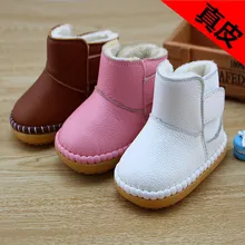 Vente chaude 2016 Véritable En Cuir Bébé Imperméable Semelle Souple Chaussures Bébé Garçons Filles Neige Bottes Premiers Marcheurs Tout-petits Livraison Gratuite