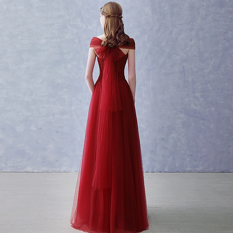 Красное платье Элегантное Новое тонкое с открытыми плечами винтажное платье с v-образным вырезом длинное платье с бисером кружевные вечерние платья vestidos