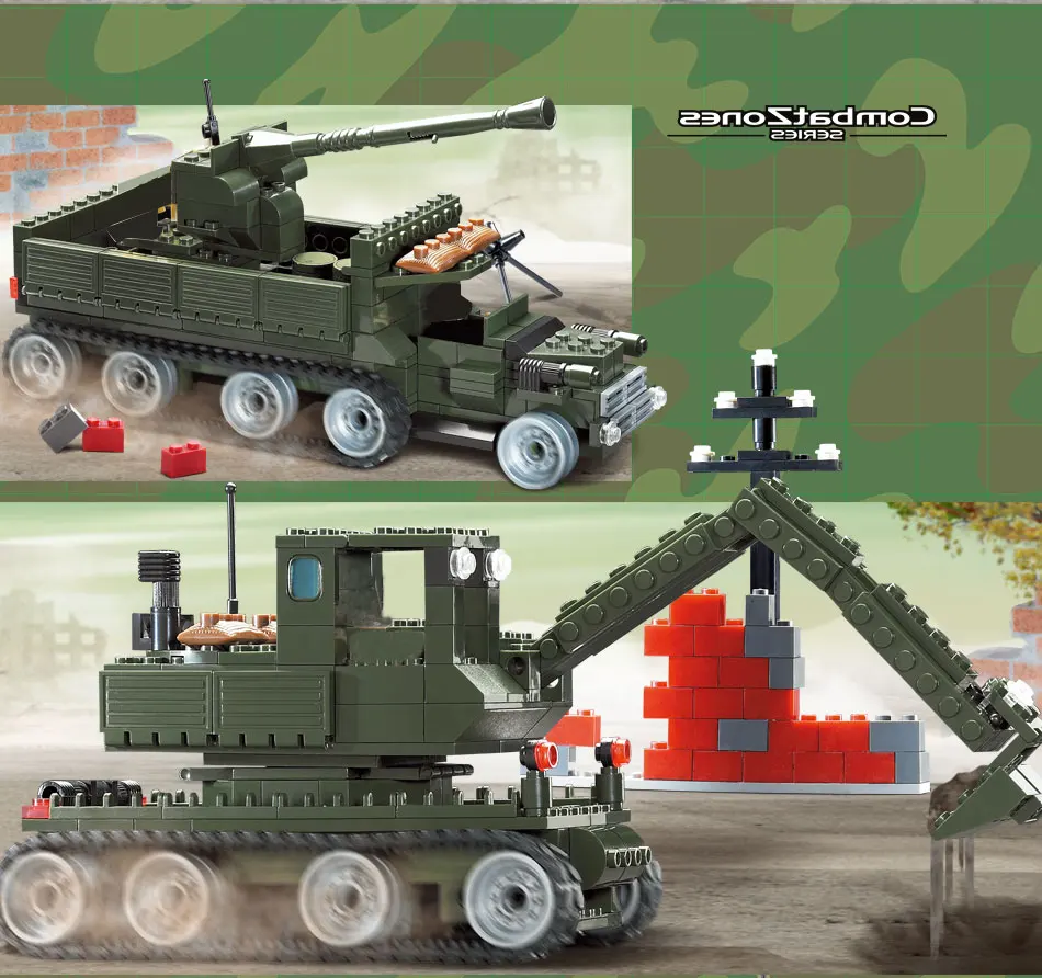 Enlighten 823 боевые зоны современный военный армейский Танк модель SWAT Кирпичи DIY строительные блоки игрушки для подарка