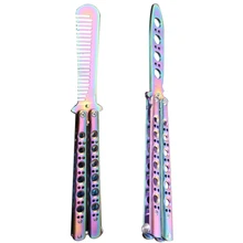 Hand Tool Titanium Stainless Steel Knife Comb Butterfly Training Knife Folding Butterfly Knife Game Knife Dull Tool butterfly in knife training stainless steel knife butterfly cs go knife counter strike game folding knife no edge dull tool