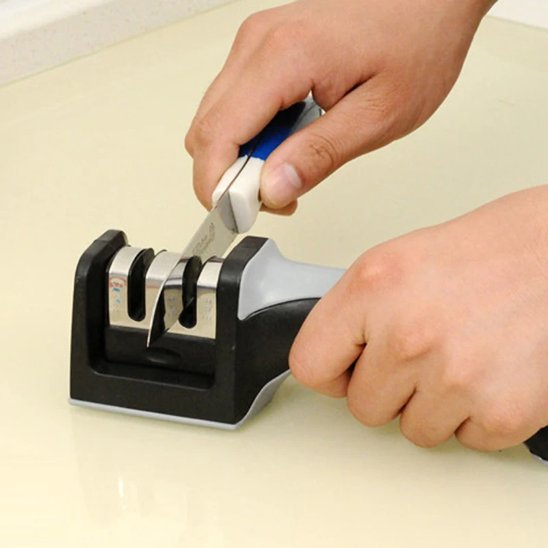 Кухонный нож точилка два этапа Алмазный каменная керамика шлифовальный сердечник заточка Ручка точилка нож Инструменты