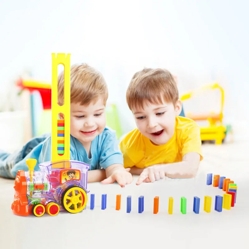 

Motorized Domino Train Car Kit Automatic Set Up Blocks Elevator Springboard Bridge Set Colorful Bricks Toys Kids Gifts
