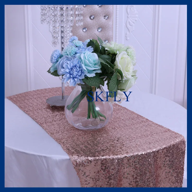 

RU017E1 very popular wedding glitter rose gold sequin table runner