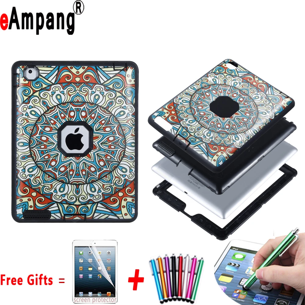 

Case for Apple iPad 2 3 4 Resistant Hybrid Three Layer Pattern Silicone Full Body Protector Cover Case for iPad 2 3 4 9.7 inch