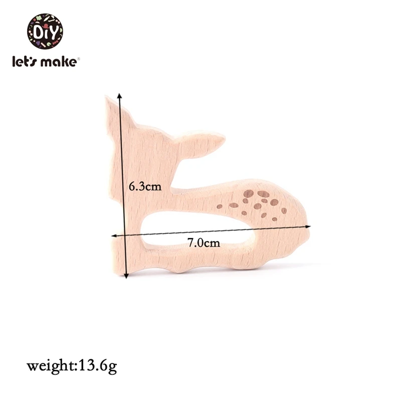 Давайте сделаем Прорезыватели для зубов Прекрасный мультфильм Деревянный Прорезыватель натуральный мультфильм в форме животных DIY Прорезыватель для зубов ожерелье бук Детские Прорезыватели 1 шт - Цвет: Deer
