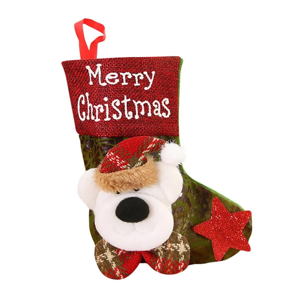 Новые рождественские подарки бусины в виде конфет щеткой шерсти Рождество Санта Клаус Конфеты носки украшения дома#15