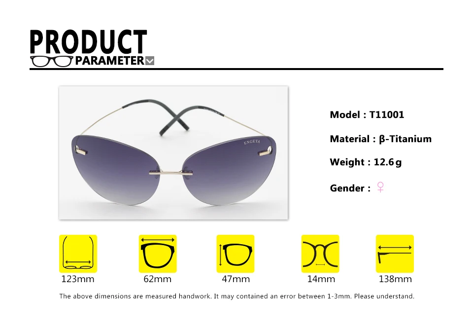 Супер светильник, титановые солнцезащитные очки без оправы, женские ...