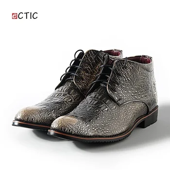 

ECITC Classic Men Dress Shoes High Top Boots Motorcycle Luxury Brand Crocodile Italian Designer Mens Formal Shoes Footwear