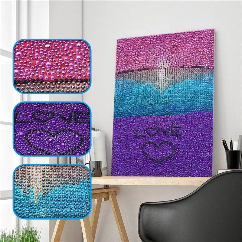 

Diamond Painting Scenic 5D Diamond Embroidery colorful Seaside love Rhinestones Cross Stitch Full special shaped Drill HomeDecor