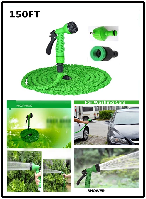 Garden Watering Hose Reels 150FT with Water Spray Gun Green Blue Expandable Magic X Hose 45M Garden Hose for Watering