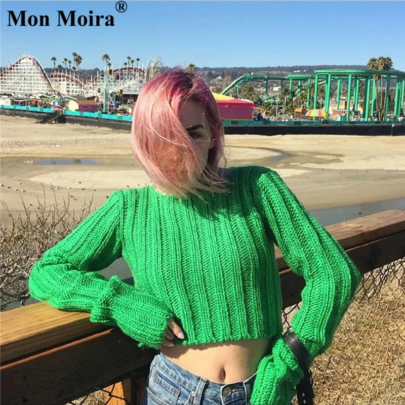 Unif Brand Sweater Women Midriff baring Top Knitted Sweater Pullovers