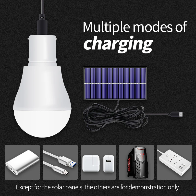 

15W 250LM Lampada Solar Led Light Outdoor Lighting Solar Panel Led Bulb 5V~8V Energy Saving Garden Camping Tent LED Solar Lamp