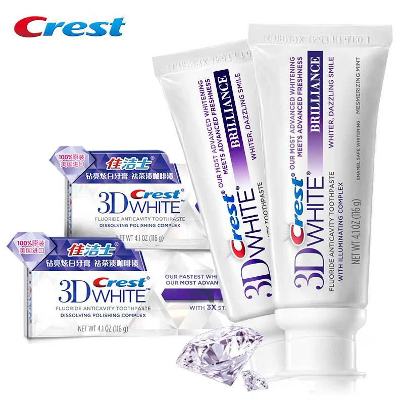 Crest Brilliance White Toothpastes Tooth Paste Oral Hygiene Teeth Whitening Gum Care dissolving polishing complex 2 pcs/pack