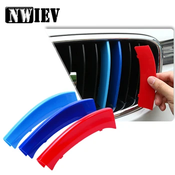 

NWIEV 3D Car Stickers For BMW M F30 F10 F07 G30 F34 3 5 Series Front Grille Strip Sport Motorsport Power Performance Accessories