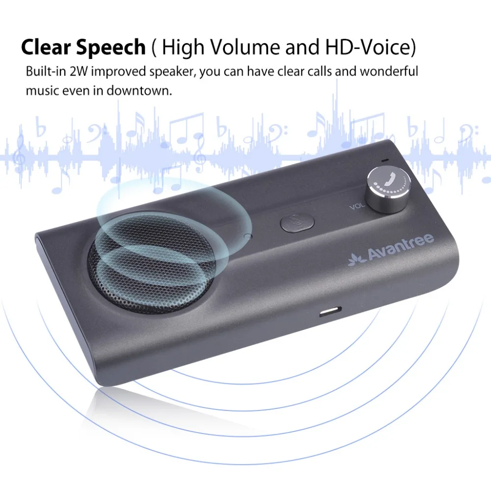 Hands Bluetooth para Celular Kit para Carro Alto-falante Suporte Assistente Siri Google Auto on Avantree-ck11 - Image 3