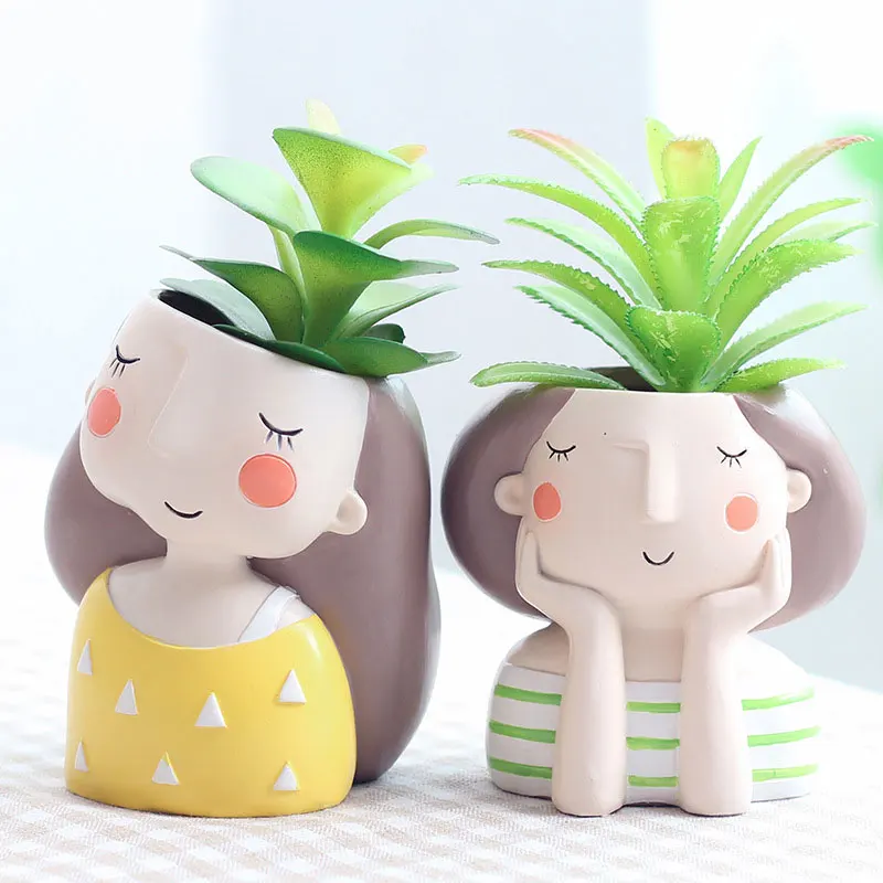 

Succulent wholesale Flowerpot Plant Pot Cute Girl Flower Planter Home Garden Mini Bonsai Cactus Flower Pot Wedding Birthday Gift