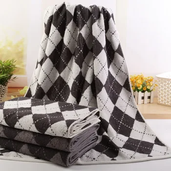 

New Cotton Men 50x100cm face towel or 70*140cm Bath Towel Plaid Beach Towel For Adults Fast Drying Soft Thick Antibacterial