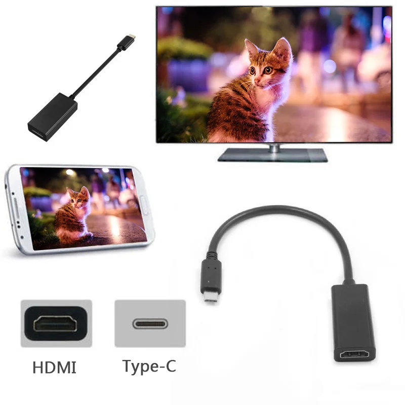 USB C Type к HDMI HDTV черный видео адаптер конвертер кабель для Android смартфона или
