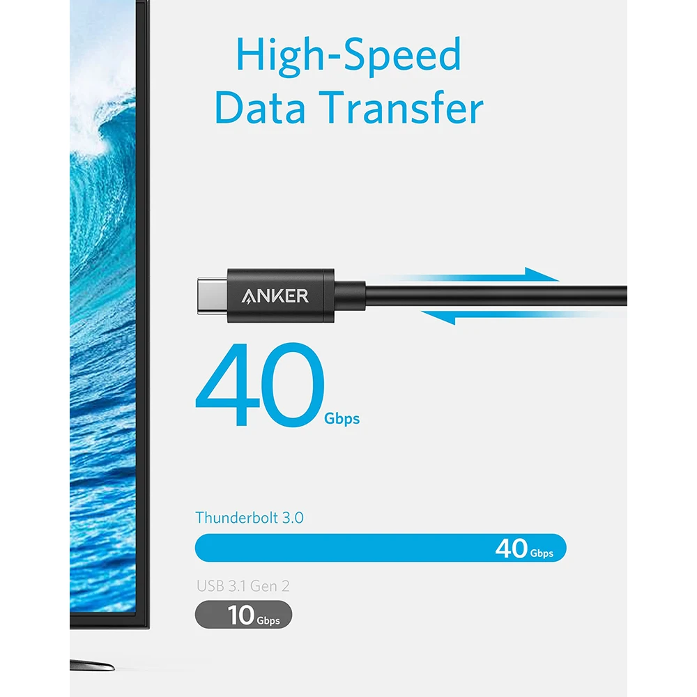 US $26.19 Anker Thunderbolt 30 Cable USBC To C 16 Ft40Gbps Data TransferCompatible With USB 31 Gen 12Perfect For TypeC Macbooks