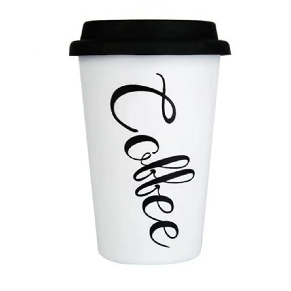 Coffee white Экологичные многоразовые керамические кружки для путешествий с силиконовой крышкой, чашки из костяного фарфора, кружка для путешествий, чая, кофе, Новинка - Цвет: Coffee white