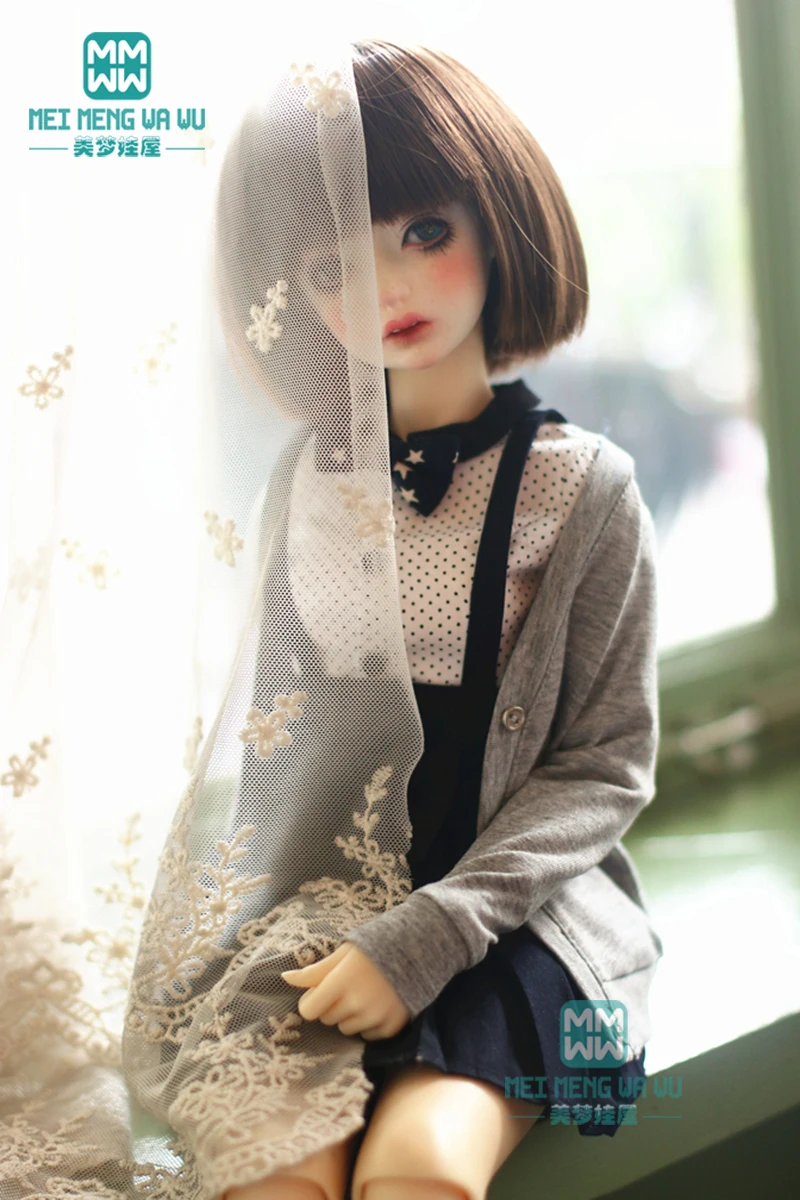 

Fits 1/3 1/4 1/6 bjd doll accessories fashion gray knit cardigan