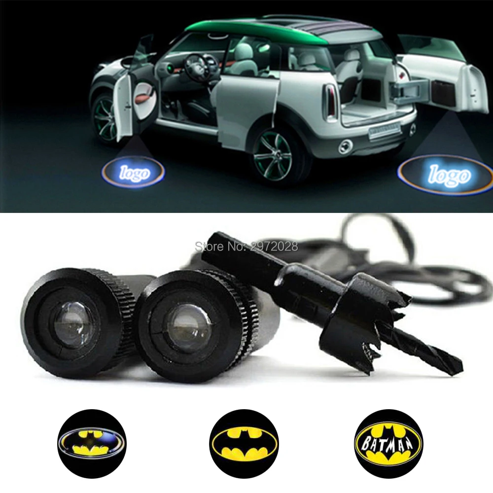 2Pcs Wireless LED Courtesy Car Door Step Laser Welcome Ghost Lights For Punisher