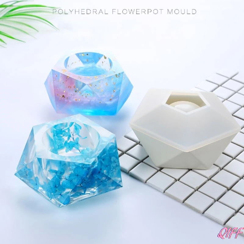 

Silicone Mold Hexagonal Flowerpot Geometric Handmade DIY Epoxy Resin Crafts Flower Base Molds 3D Storage Decoration
