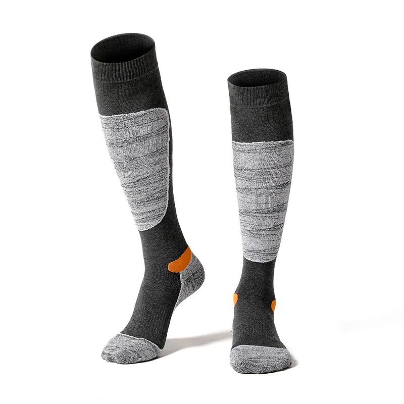 Goexplore ore Лыжные носки женские толстые хлопковые спортивные носки для катания на сноуборде, велоспорта, походные носки влагопоглощающие Высокие эластичные зимние носки для мужчин - Цвет: Grey
