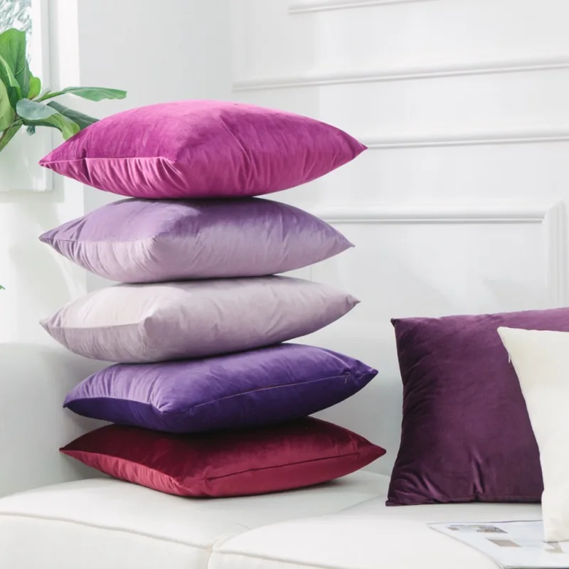 

Luxury Fashion Velvet Cushion Cover Pillow Cover Pillowcase Green Yellow Pink Blue Purple Gray Home Decorative Sofa Throw Pillow